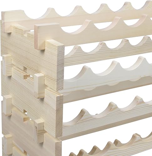 Miniatura 3 de JungleA Estante de vino apilable,Gabinete de almacenamiento de vino de 72 botellas,Encimera modular de piso independiente de madera de 6x12,Estante