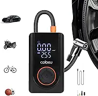 Compressor de Ar Portatil, Calibrador de Pneus Portatil, Bomba de Encher com Display Digital, Pré-sets de Pressão, Power Bank 3600mAh, 150PSI MAX, 60W, para Carros/Motos/Bicicletas e Bolas