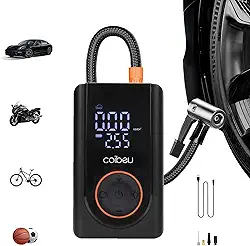 Compressor de Ar Portatil, Calibrador de Pneus Portatil, Bomba de Encher com Display Digital, Pré-sets de Pressão, Power Bank 3600mAh, 150PSI MAX, 60W, para Carros/Motos/Bicicletas e Bolas
