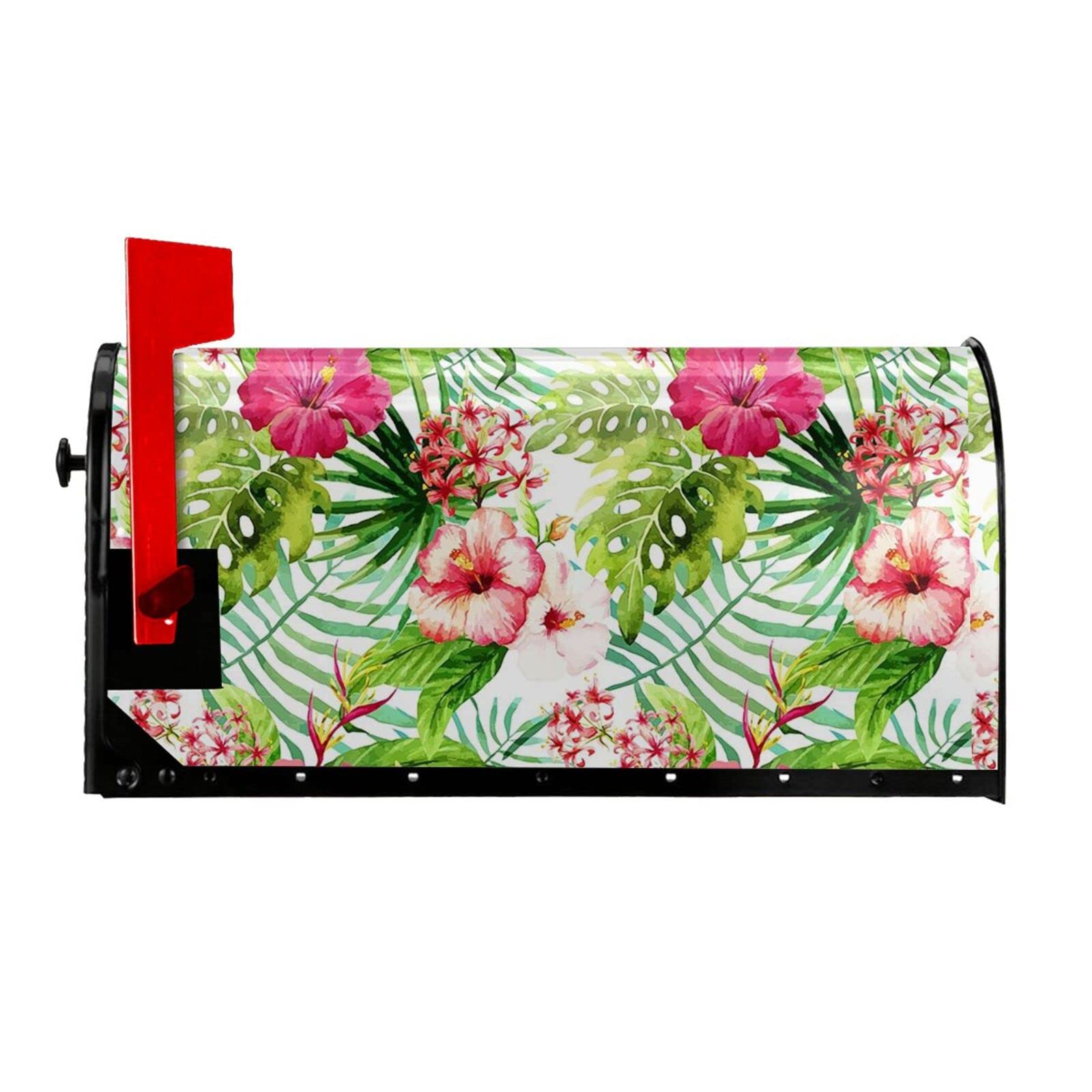 Boîte aux lettres magnétique décorative hibiscus grand format pour extérieur