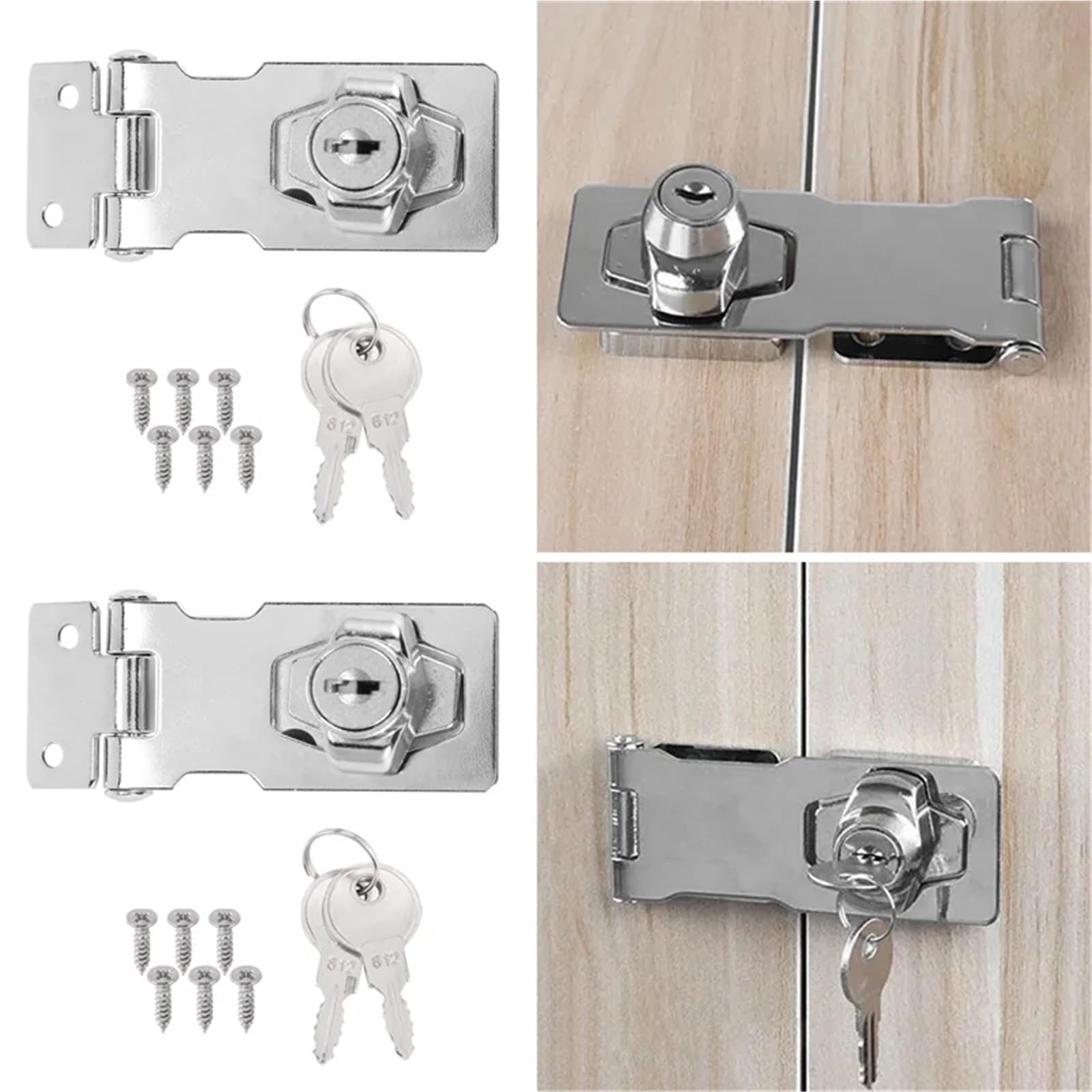 4 cerraduras con llave de 2,5 pulgadas perilla giratoria y cerradura, pestillos seguridad metal diferentes llaves Para Puertas