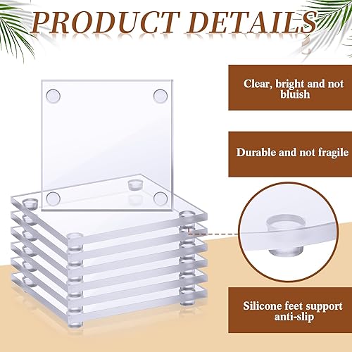 Miniatura 3 de Juego de 12 posavasos de cristal en blanco para bebidas, juego de posavasos decorativos de cristal para cocina, oficina, hogar, fiestas, boda,