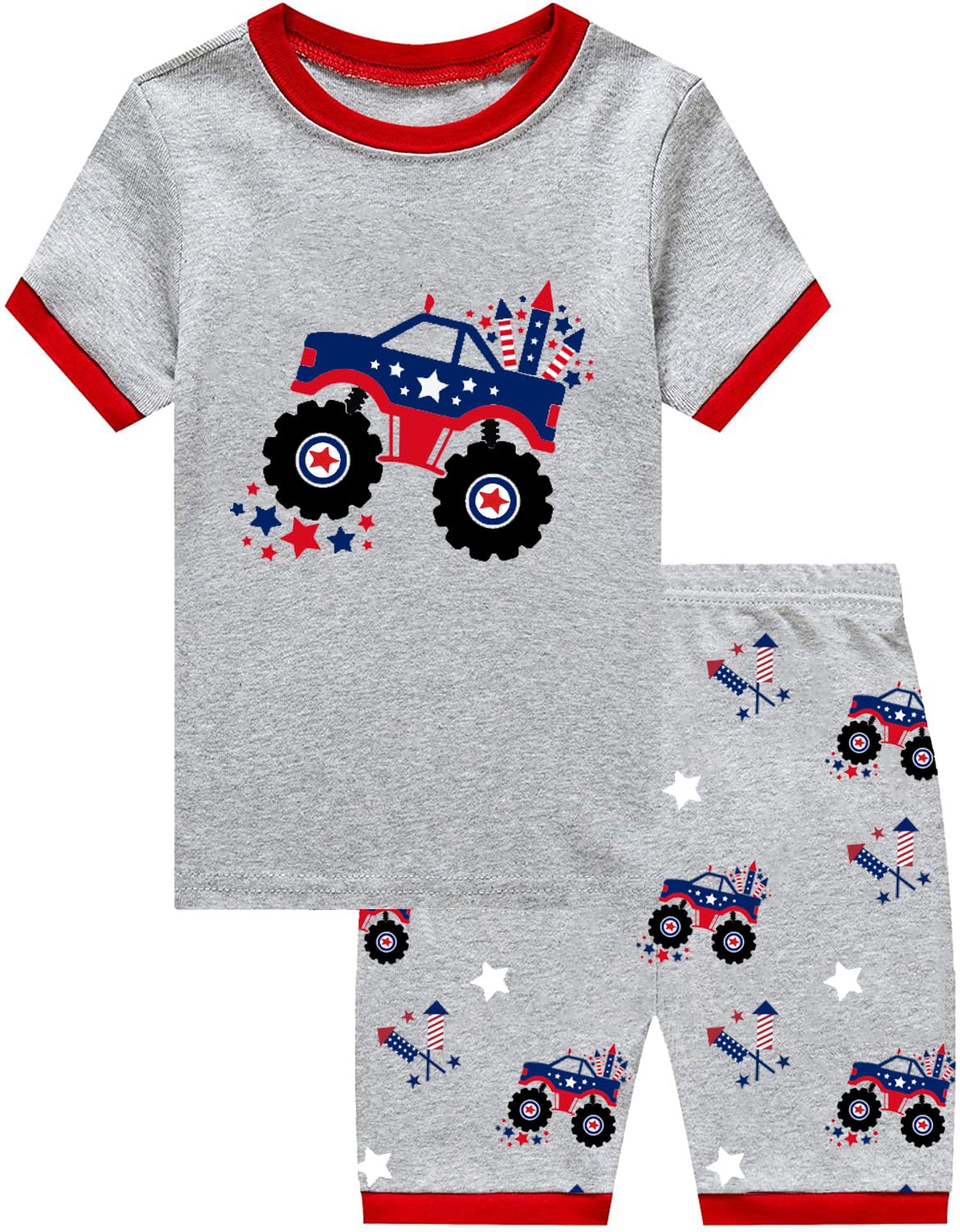 Little Hand Toddler Boys Pajamas Kids Dinosaur Summer PJS Monster Truck Children Excavator Jammies Short Sets 2-7 Years