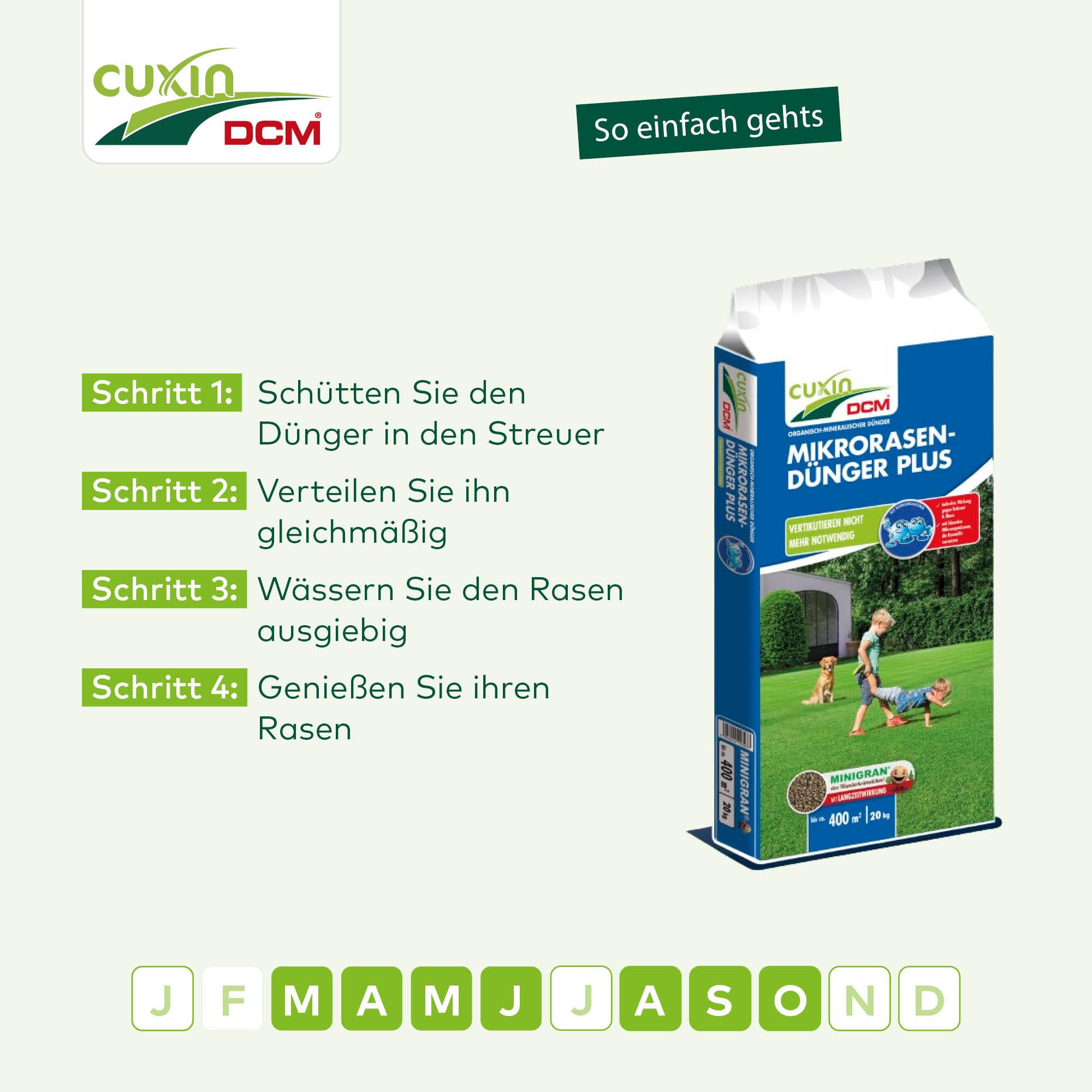 Cuxin Dcm Mikrorasen-Dünger Plus 20 kg Fertilizzante per Prato Anti Muschio Fertilizzante Lunga Durata