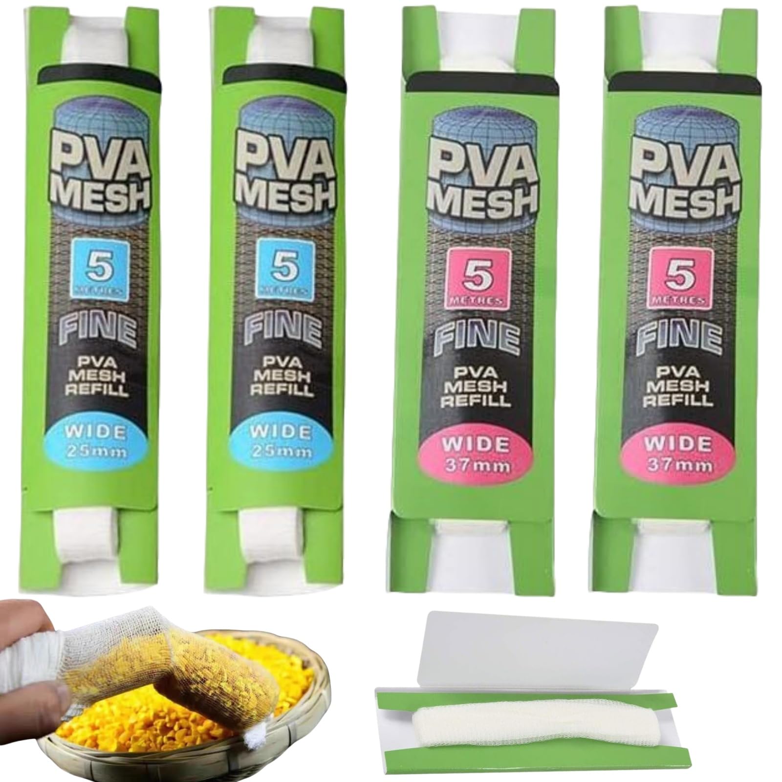 Bolsas de Envoltura de Cebo,4pcs ed de Pesca de PVA,Bolsa de PVA,Malla de PVA de Fusión Rápida,Pesca Mesh Bolsas de Cebo de Malla PVA Carga Agua Rapide Carpa Carga Soluble
