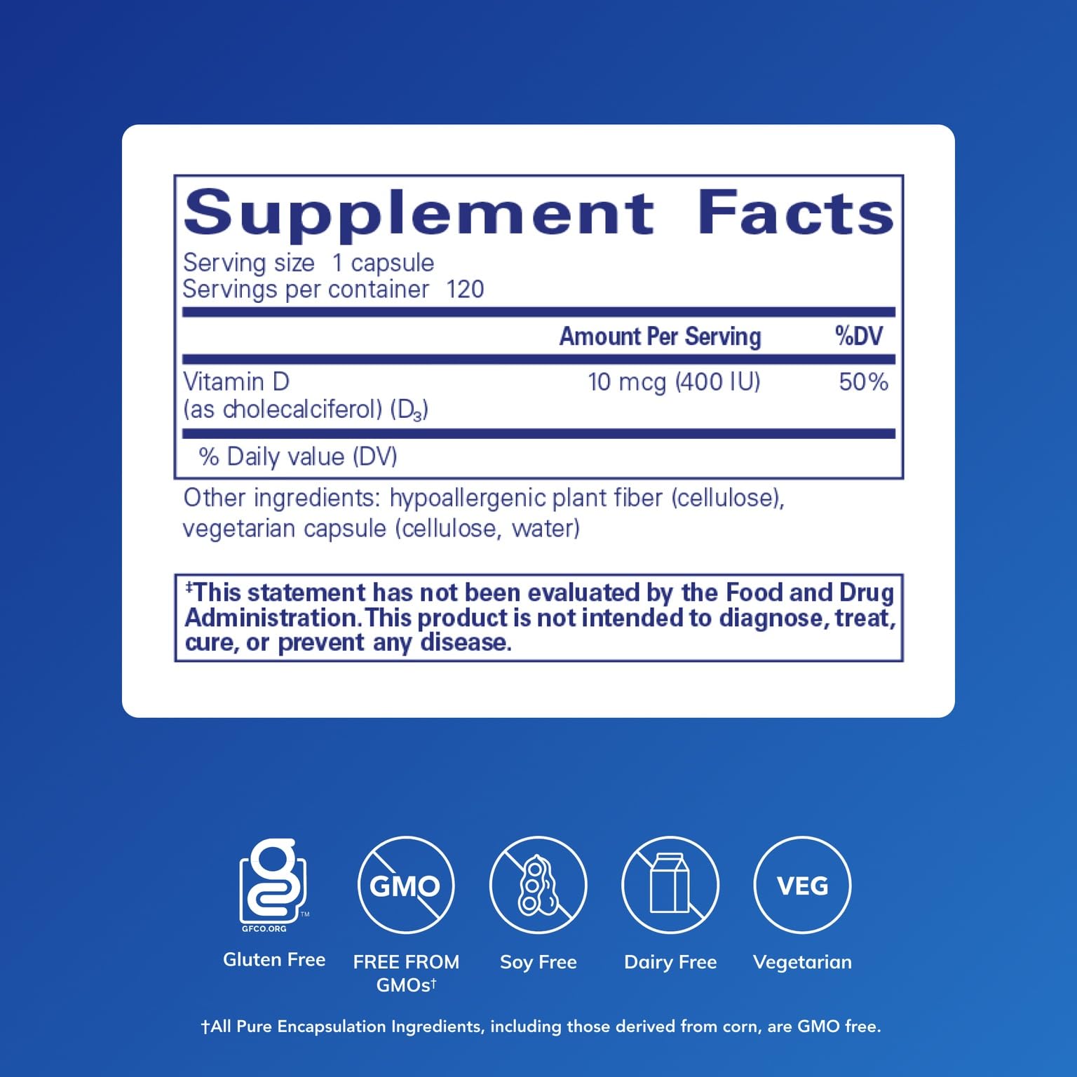 Pure Encapsulations Vitamin D3, 120 Capsules — Amazon image 2