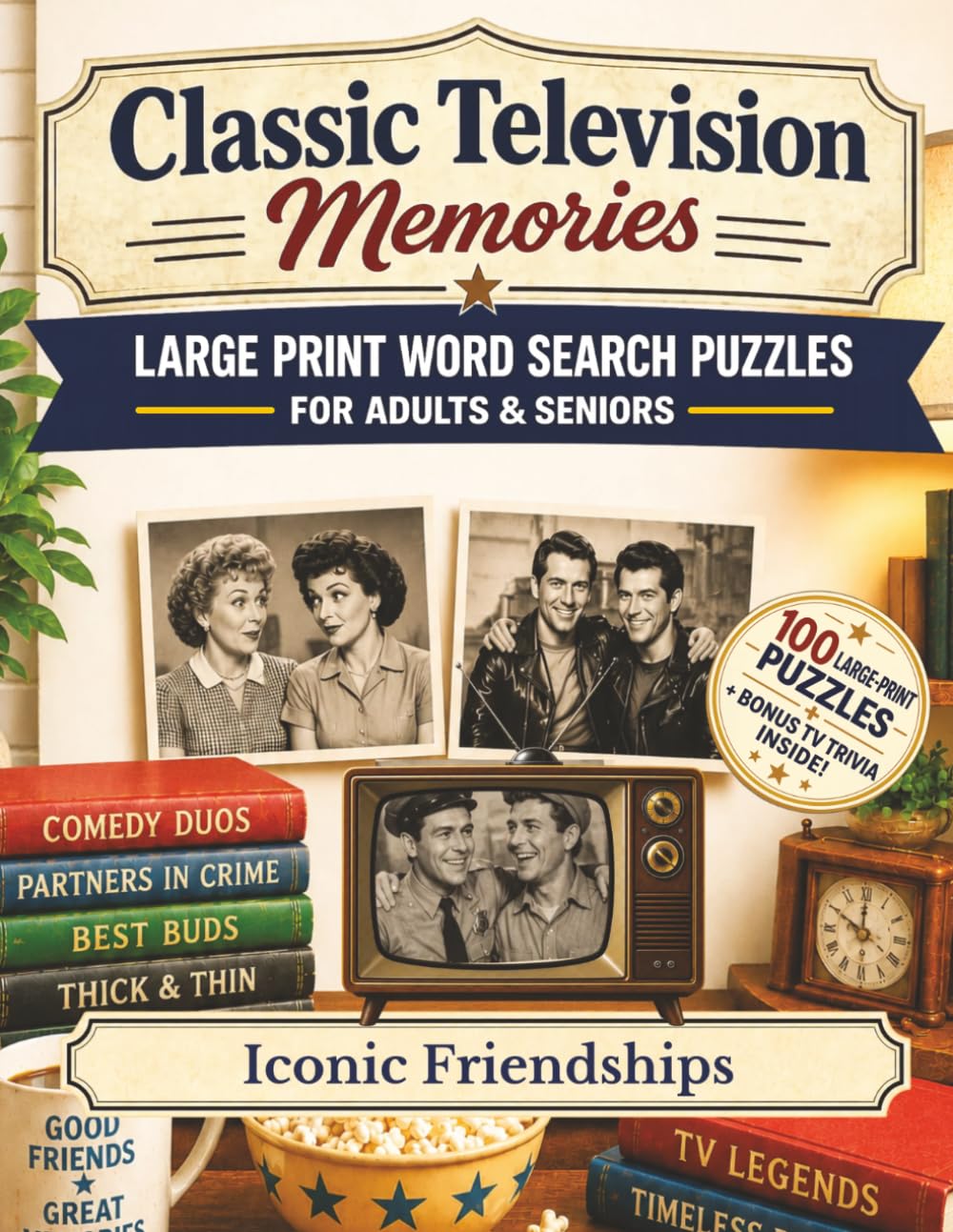Classic Television Memories: Iconic Friendships: Large Print Word Search Puzzles for Adults & Seniors — 100 Nostalgic Puzzles Celebrating Unforgettable TV Friendships, with Bonus Classic Trivia