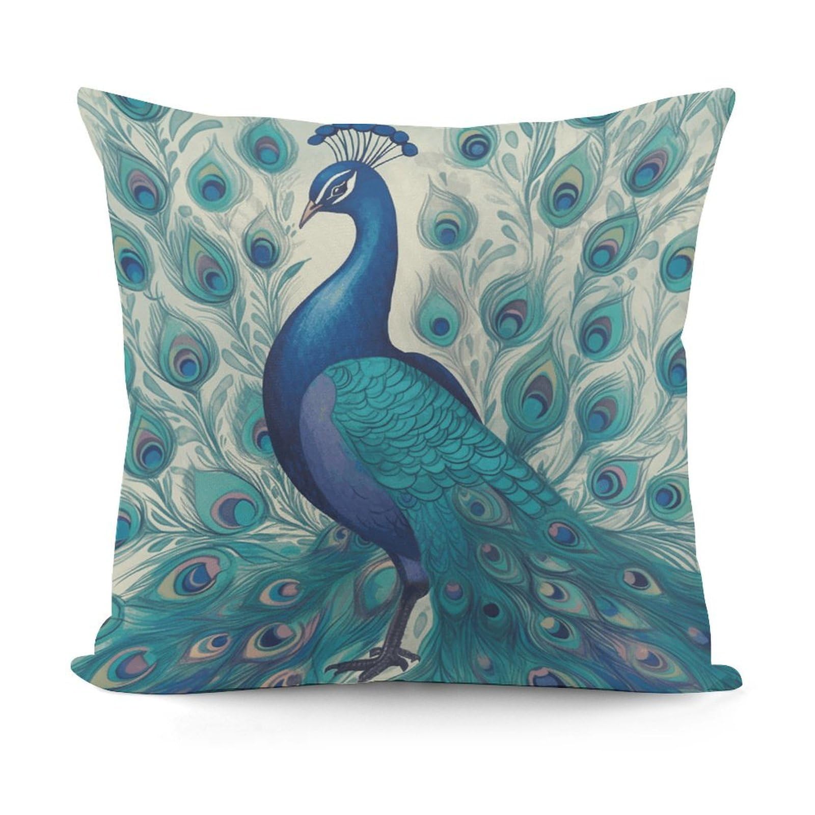 VstaDank Decorative Cute Peacock Throw Pillow Covers Luxury Soft Pillowcases Fluffy Plush Accent Pillow Cases Personalized Square Lumbar Pillows Shells for All Seasons 18" X 18"