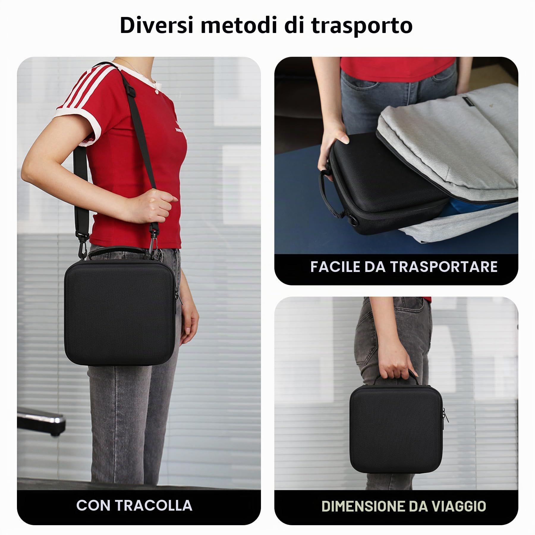 Caso di viaggio duro per Canon EOS Rebel T7 Fotocamera DSLR/EOS R50 / R6 Mark II / R100 / R50V / R8 / R7 / R10 Fotocamera senza specchio, obiettivo, treppiede con 3 divisori e spalla, Nero