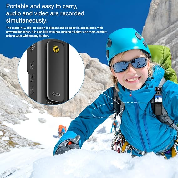 4K Body Camera Video Small Wearable Body Portable 180 Degree Rotatable Lens Sport Action Outdoor Video Recorder Riding Recorder