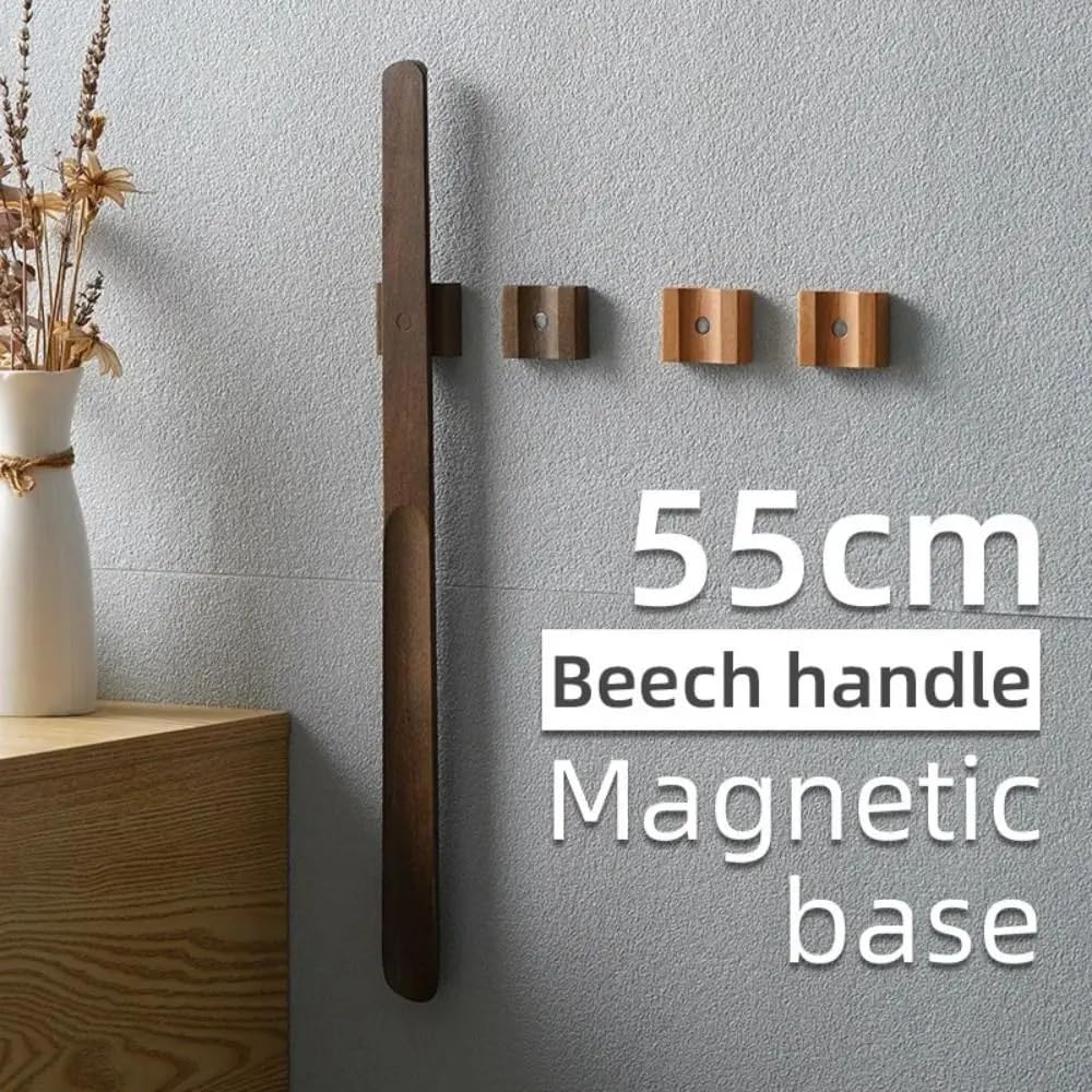 Omana Drewniane rogi do butów, długa magnetyczna podstawa, ergonomiczna, wąska, gładka rączka plażowa, łyżka do butów, język, łatwe wsparcie, leniwy pomocnik, dla seniorów, osób starszych w ciąży