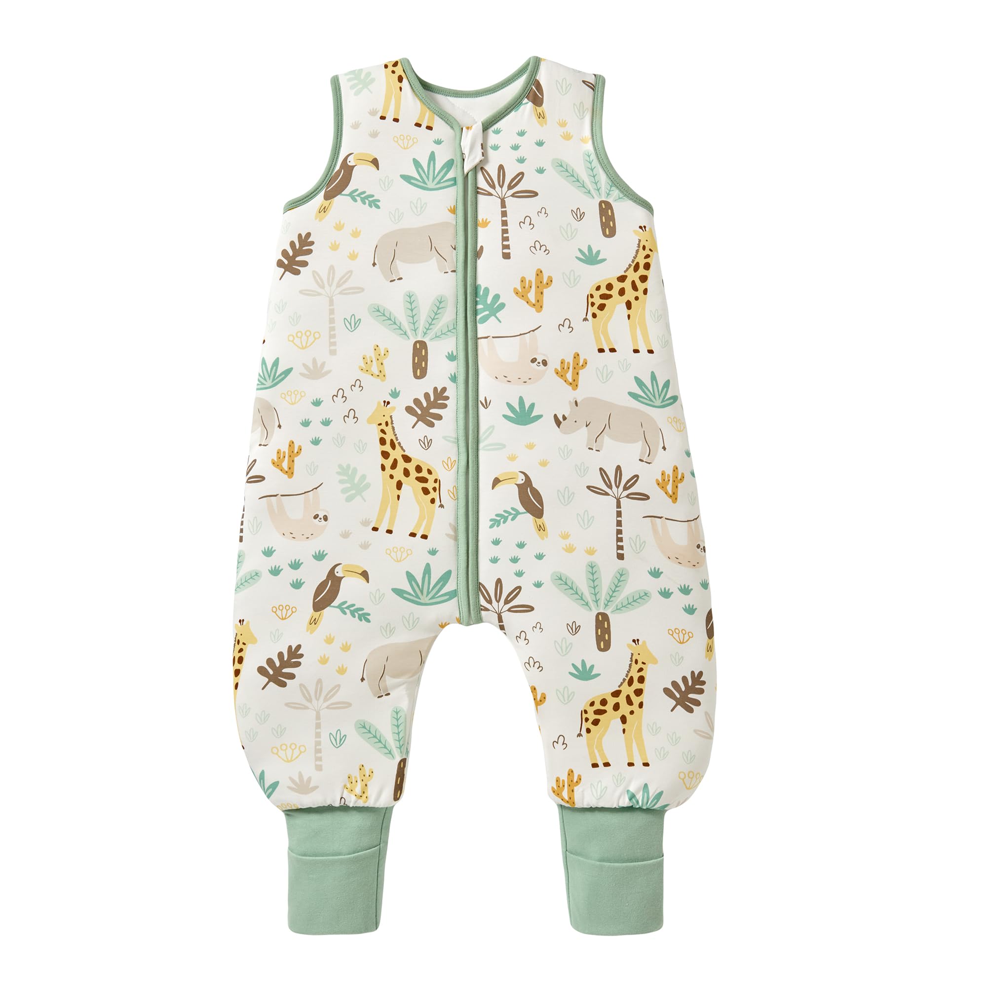 ToyaTec Sacco nanna con piedi, 2,5 Tog, super morbido, realizzato in rayon di bambù, per bambini, in fibra di bambù, per l'inverno, per l'autunno e l'inverno (Giraffa, 70cm (6-18 Mesi))