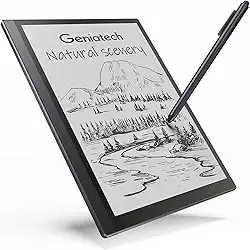 Geniatech Kloudnote Bloco de notas fino de 26.2 cm E-Ink com caneta digital, tablet ePaper de 227 dpi para leitura de eBook e anotações, ultrafino de 5,3 mm (prata)