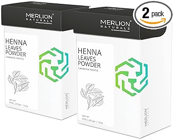 Merlion Naturals Pure Henna Powder, Lawsonia Inermis, 100% Natural Hair Color - 16 OZ (2 Pack of 8 OZ)