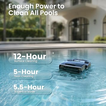 Aiper Scuba X1 Pro Max All-in-One Pool Cleaning Robot & Skimmer with Caddy, 8,500 GPH Suction Pool Vacuum, Ultra-fine Filtration, Smart Surface Parking, for All Inground Pools, Grey