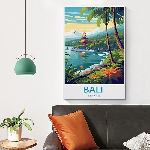 Miniatura 4 de Póster de viaje retro de Bali, lienzo impreso, arte de pared, decoración de pared retro para sala de estar, 12 x 18 pulgadas (11.8 x 17.7 in) Sin