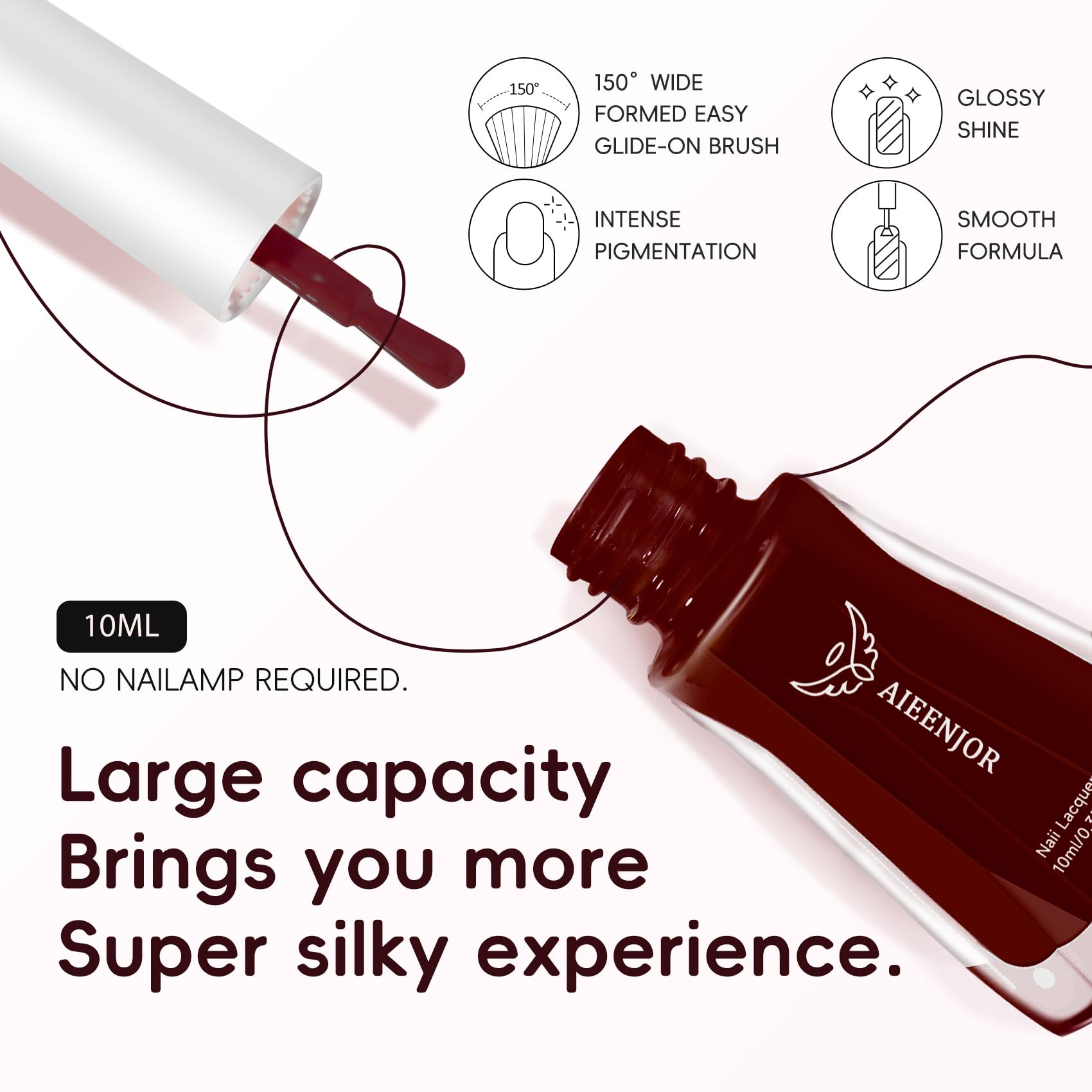 Aieenjor Smalti per Unghie Rosso Marrone, Smalto per Unghie ad Asciugatura Rapida, Smalto Unghie Lunga Durata 10ml, Nail Art per Salone Unghie