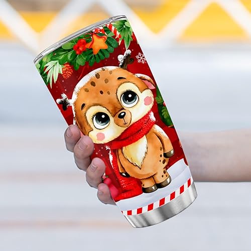 Miniatura 4 de Vaso de Navidad personalizado de reno, tazas de acero inoxidable de reno para niños, niñas y mujeres, vaso de Navidad de renos de 20 onzas, vaso de