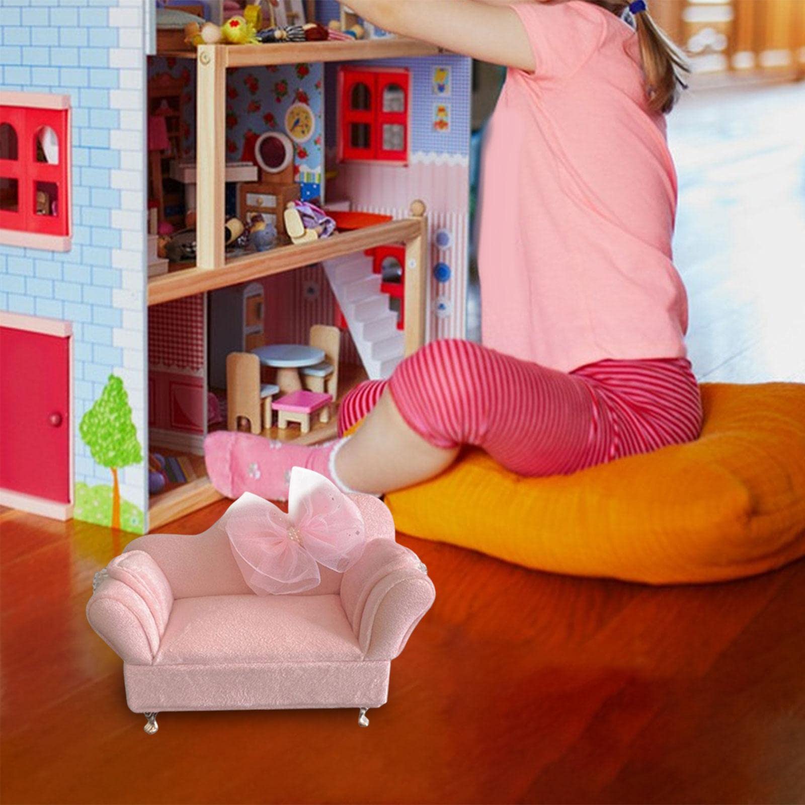 Amazon | PEWETE 1/12ドールハウスソファ、ミニチュア家具リビング