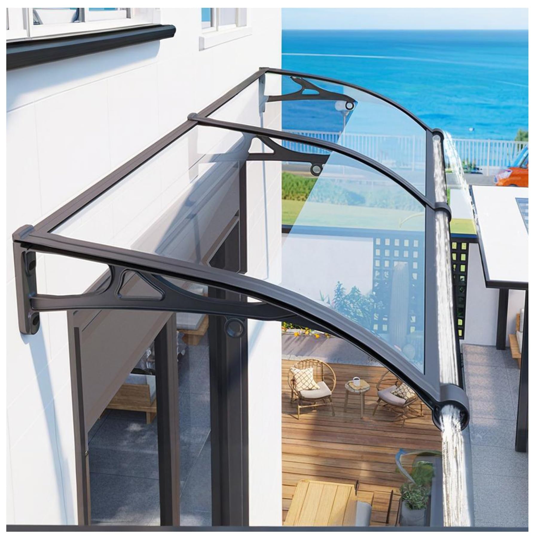 Auvent de porte en polycarbonate de haute qualité architecturale pour façade