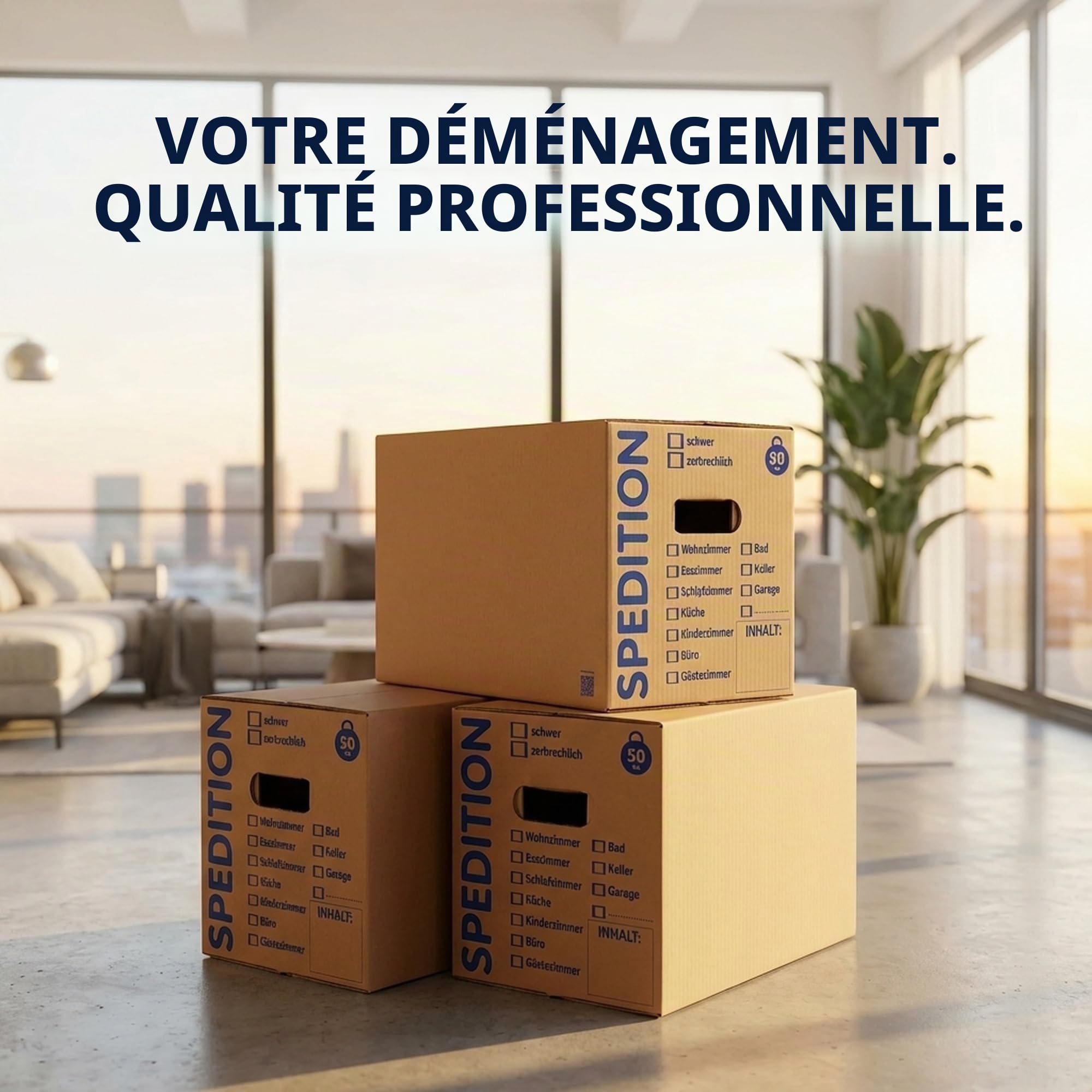 Cartons de déménagement KK Verpackungen d'une capacité de charge de 50 kg | 10 cartons de déménagement réutilisables à 2 plis de qualité d'expédition extra-stable