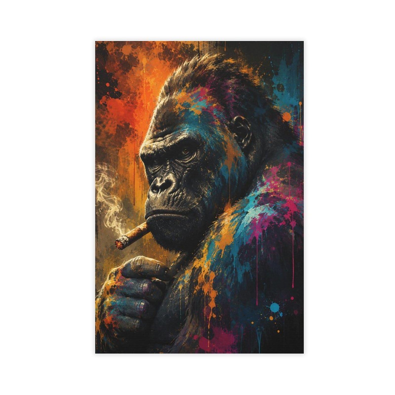 Qnvjqkdsi Unframe Colorful Gorilla Animal Art Canvas Poster Bedroom Decor Landscape Office Room Decor Gift 16" L X 24" W