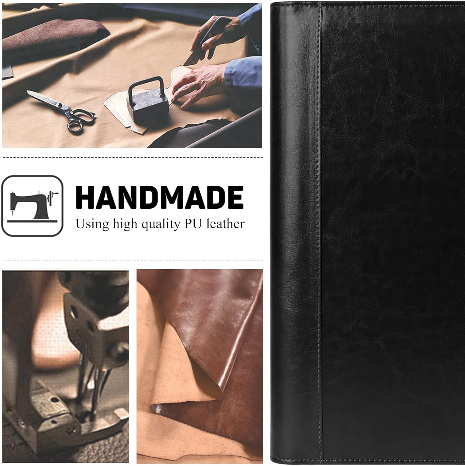 Toplive Portfolio 3 Ring Binder Padfolio Folder, Business Interview Resume Portfolio for Women Men A4/Letter Size Document Organizer with Clipboard Receipt Sleeve Card Holder, Black