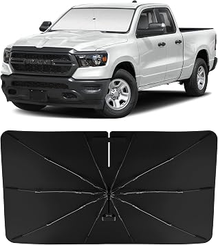 INSAUTO Custom Fit Windshield Sun Shade Umbrella for Dodge RAM 1500 2019-2026, Easy Fold & Store, with Bag, UV & Heat Reflective, Keeps Your Car Cool