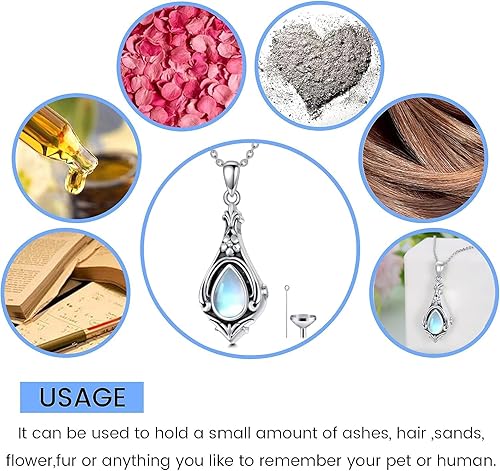 Miniatura 5 de Collar de urna para cenizas humanas de plata de ley 925, joyería de cremación, recuerdo conmemorativo, joyería para mujer