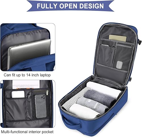 Miniatura 306 de coowoz Mochila de viaje grande para mujeres y hombres,Mochila de transporte,Mochila de senderismo impermeable para deportes al aire libre, Azul, 45