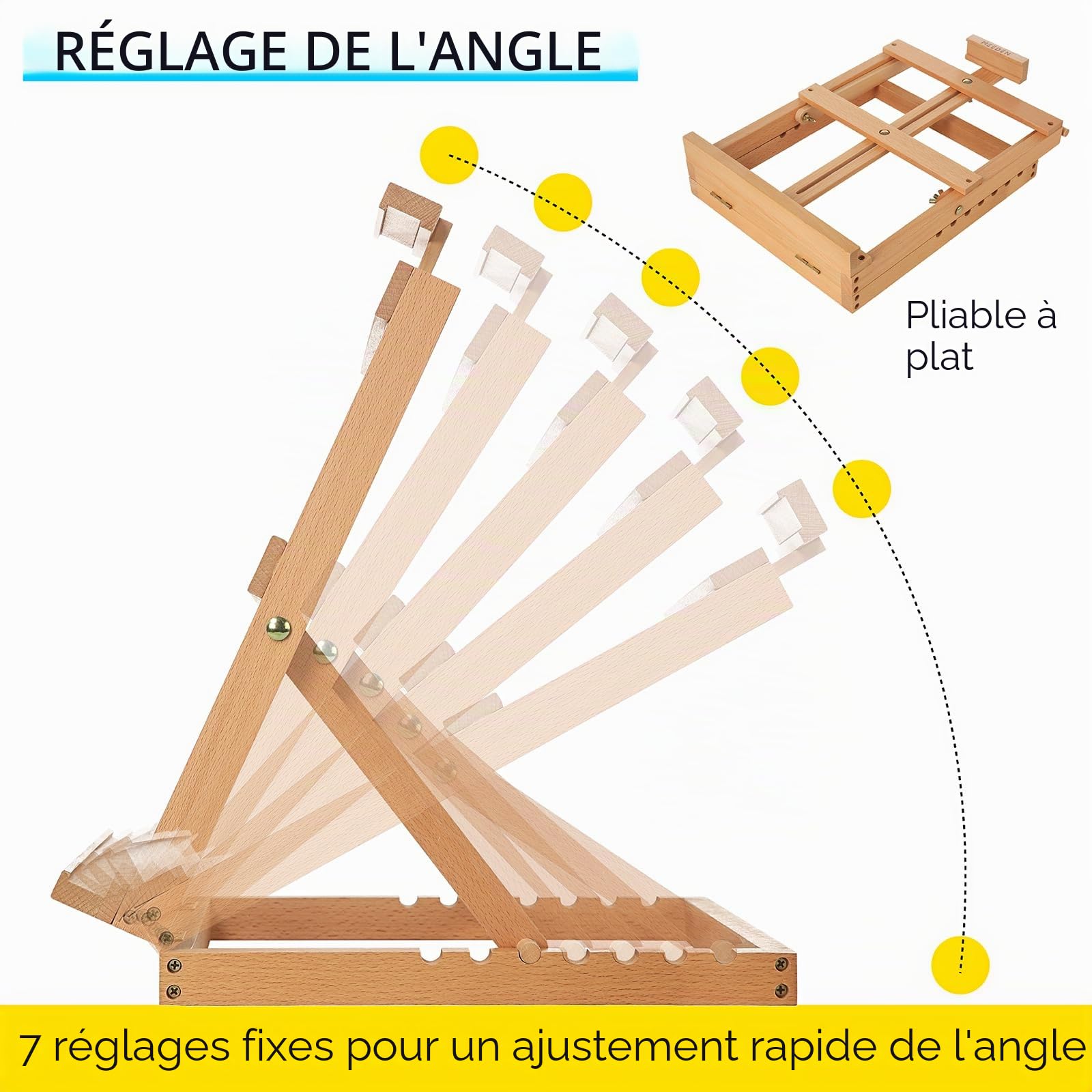 MEEDEN Chevalet de table en bois avec cadre en H réglable pour artistes - Peut contenir jusqu'à 23" toile, support de bureau portable et robuste