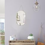 Miroir ovale, Miroir mural ovale avec lanyard, Miroir de salle de bain haute définition pour salle de bains, Hallway, Salle de séjour miroir mural rond moderne, facile à installer (Or, 11.61x18.9inch)