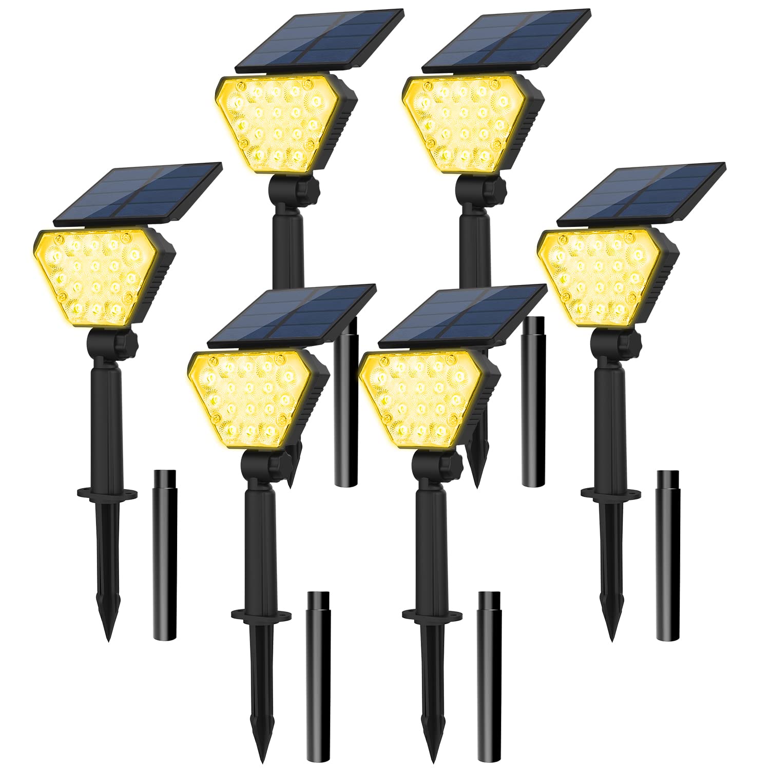 TSUN Solar Spotlights 16 LED Solar Outdoor Lights, Warm White Solar
