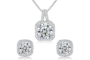 Hypoallergenic Jewellery Set with Cubic Zirconia Earrings and Silver Pendant Necklace