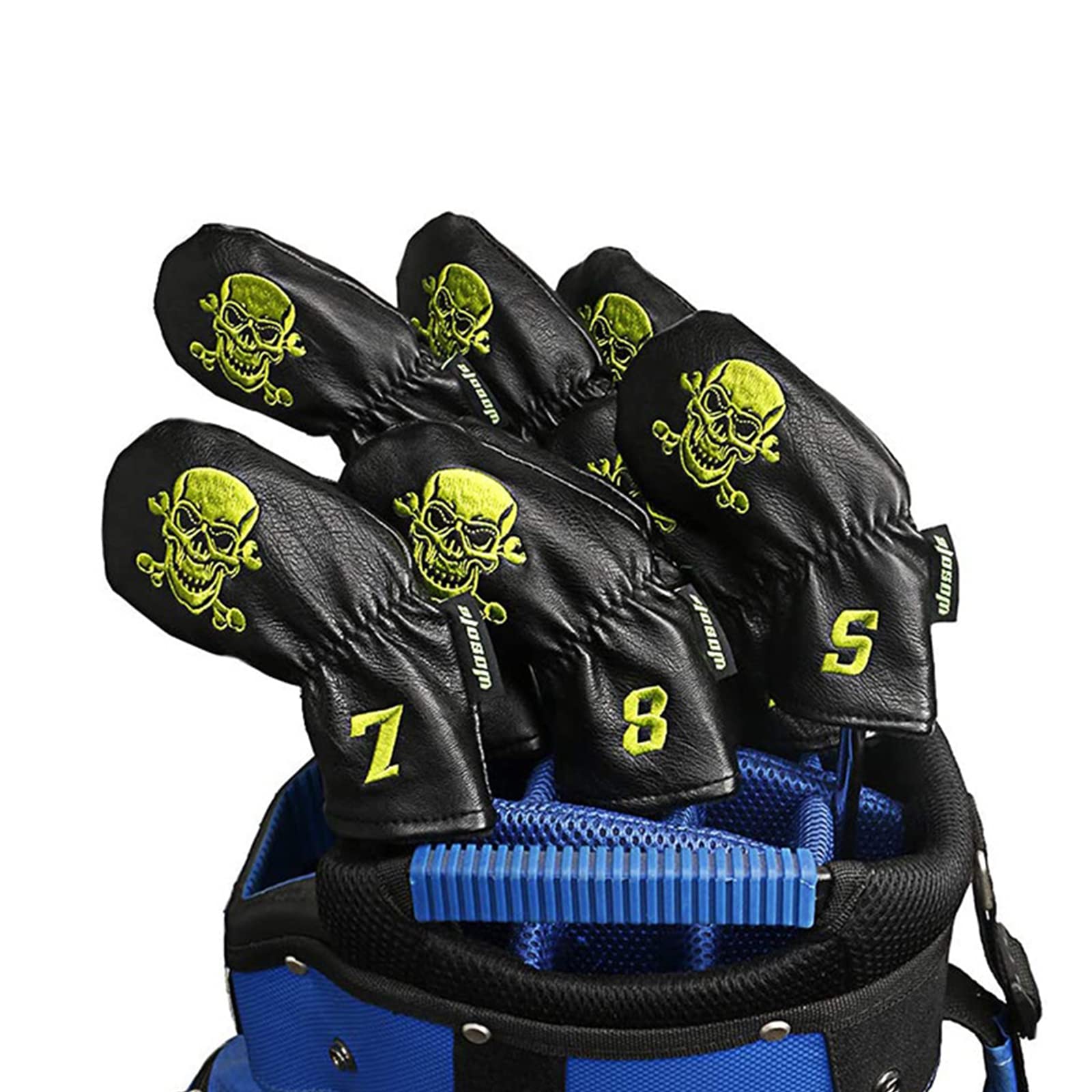 9 Pz/Set Coprimazza da Golf Copricapo in Pelle PU Cranio Ferro Copre Impermeabile Durevole Esteso Putter da Golf Protettore Accessori da Golf
