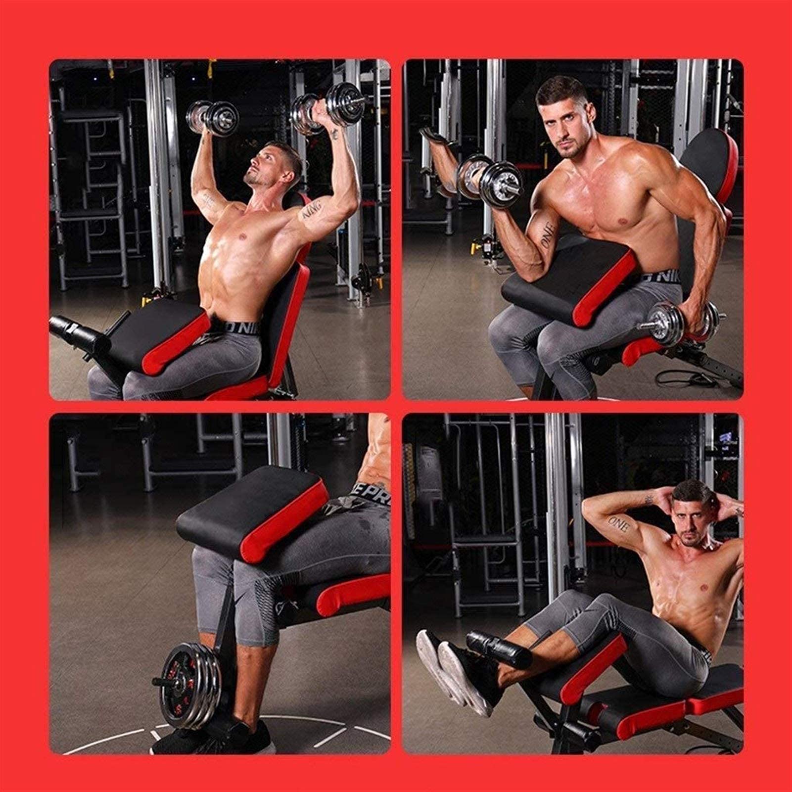 Ławka do ćwiczeń, ławka do hantli Regulowane ławki Wielofunkcyjna deska do ćwiczeń na plecach Krzesło fitness Domowa pomoc do siedzenia Składana ławka „sześć w jednym” Ławka do wyciskania