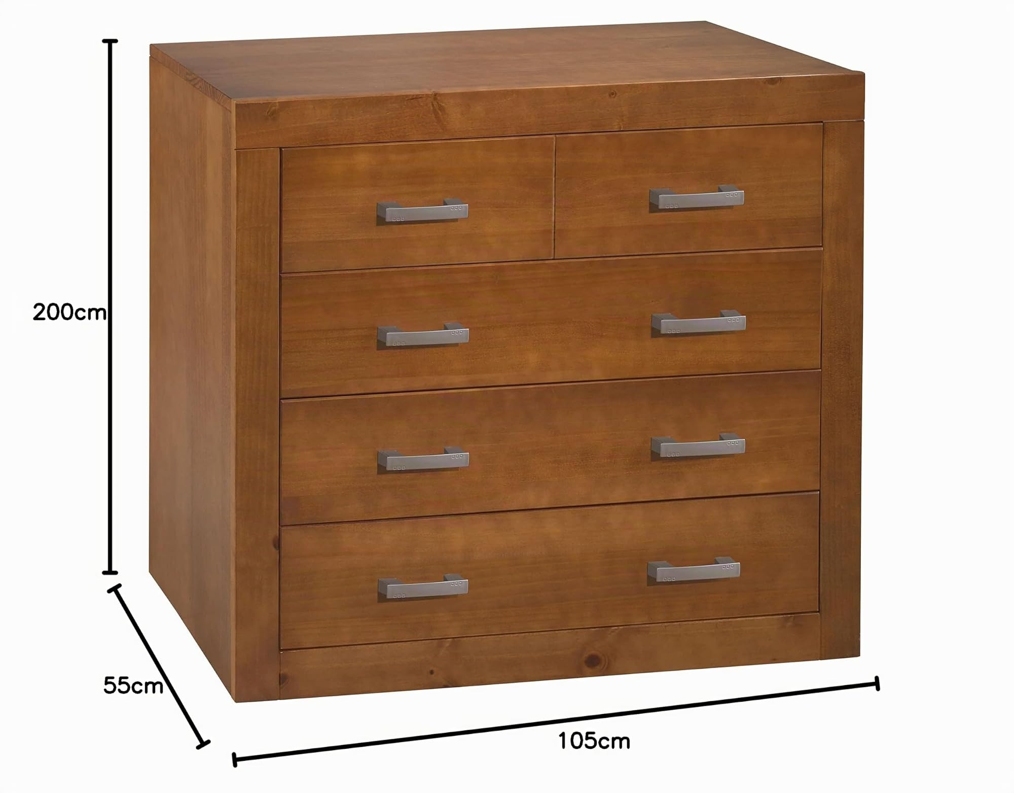 Dogar Kynus Recto Armario 2 Puertas y 1 cajón REALIZADO EN Madera DE Pino Macizo, Color Cerezo Compuesto DE 2 Puertas DE CONTRACHAPADO Y UN Cajon.Medidas 200X105X55