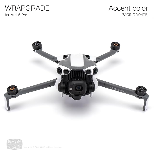 Foto 2 de 5 de WRAPGRADE Adhesivo Compatible con dji Mini 5 Pro Accent Color (Racing White)