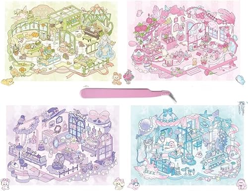 Large DIY 3D Sticker Scene Isometric Room Stickers for Kids Adults 4 Sets Large 