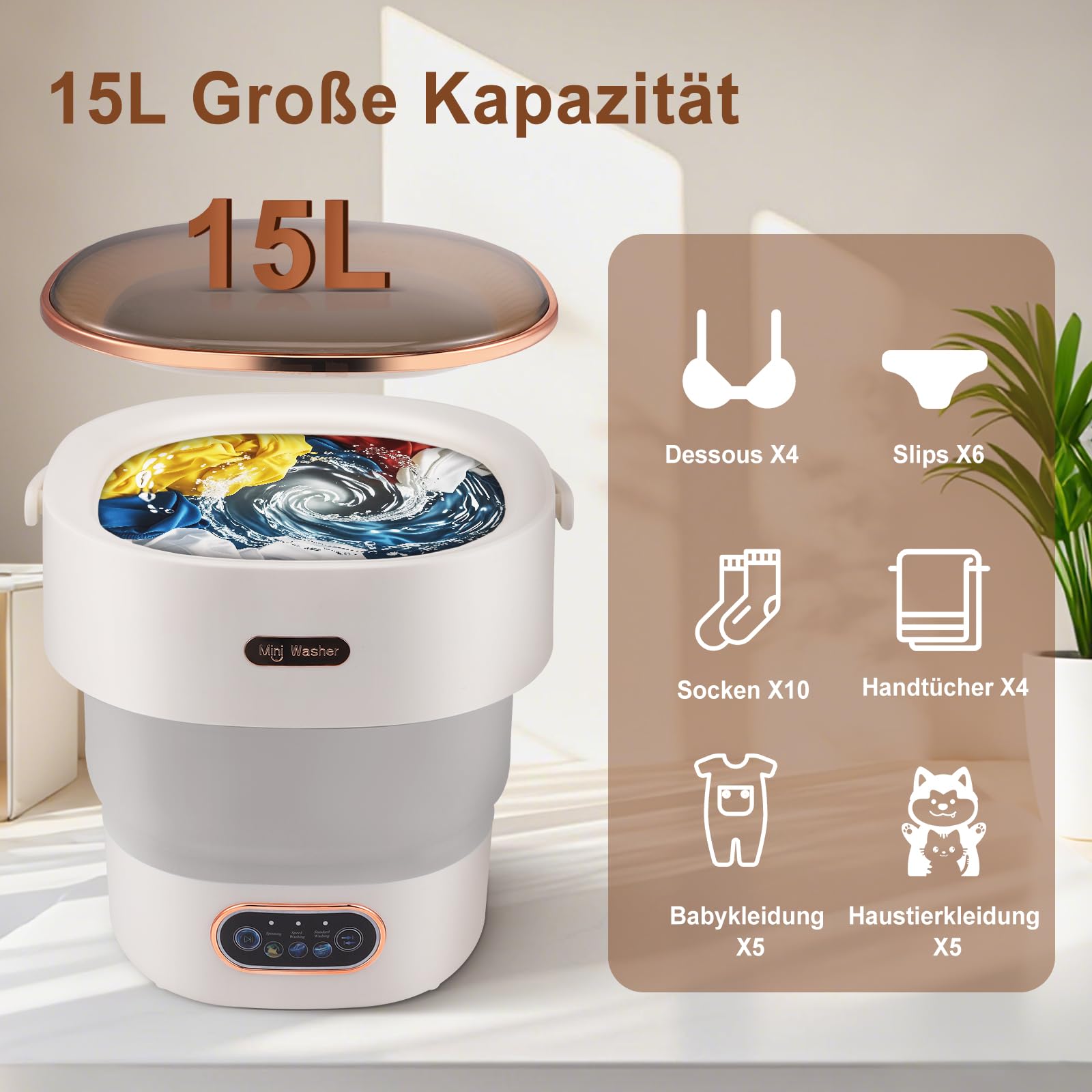 Mini machine à laver 15 l 2 en 1 avec panier d'essorage pour camping voyage