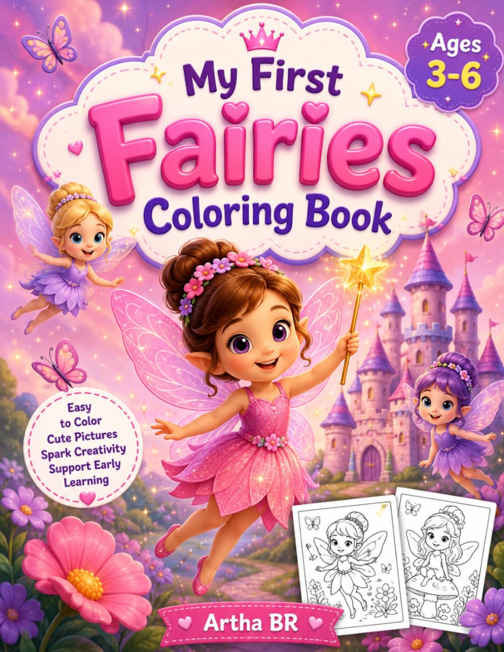 Fairy Coloring Book for Kids Ages 3-6: Cute Fairy, Magical Garden, Princess, Butterfly & Woodland Coloring Pages for Toddlers and Preschoolers | Fun, Easy & Big Simple Designs for Girls Ages 3-6