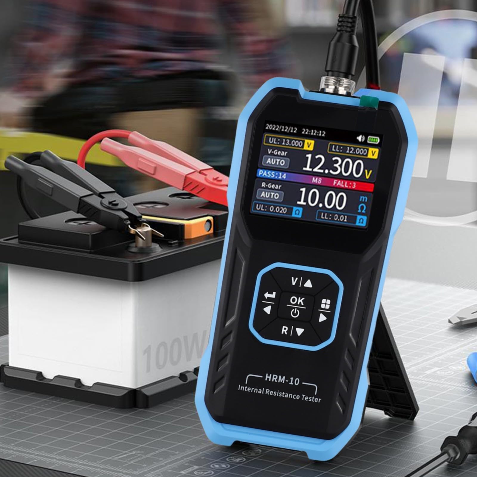 Internal Resistance Tester, HRM-10 Internal Resistance Meter, Voltage Internal Resistance Battery Tester, High Precision Voltage Resistance Measuring, Touch and Know Function
