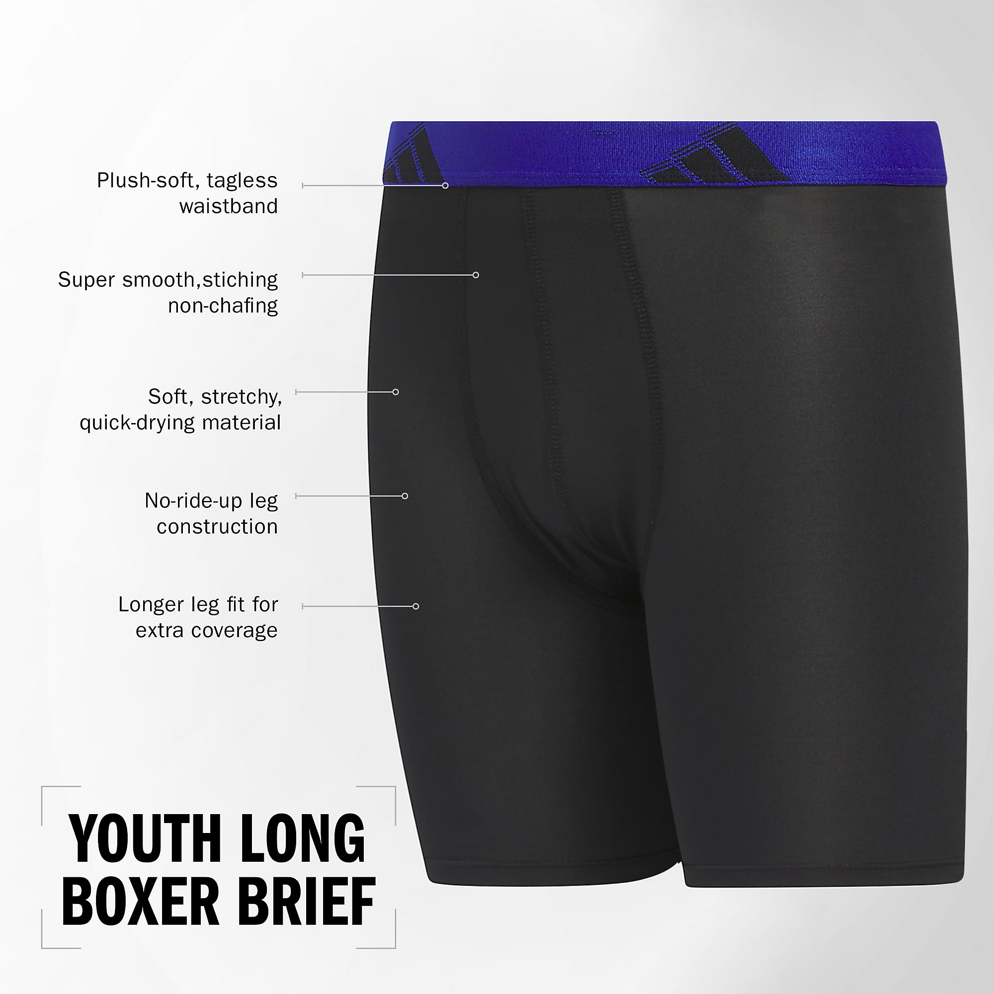 adidas Kids-Boy's Performance Boxer Briefs Underwear (4-Pack) Boxer Breve Intimo Bambini e Ragazzi (Pacco da 4)