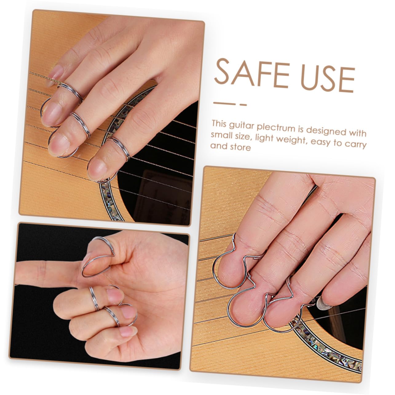 Médiators pour Guitare Folk en Métal 8 Pièces, Légers et Faciles à Ranger, Adaptés pour Doigt Index, Accessoires Pratiques pour Guitare Classique et Basse