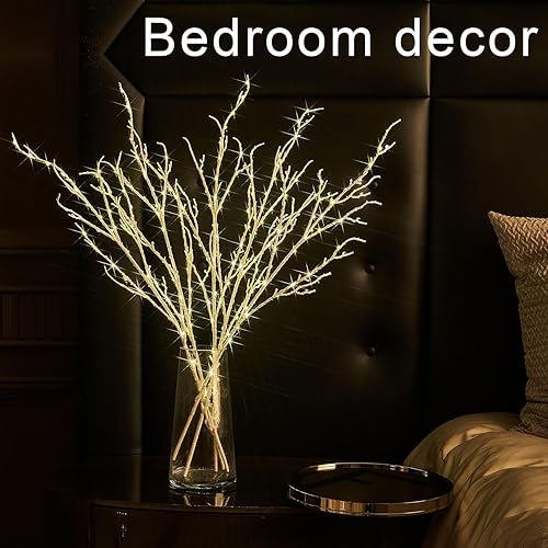 Miniatura 2 de Fudios Ramas iluminadas enchufables de 32 pulgadas, 200 luces LED para decoración de invierno, ramitas blancas para Navidad, fiestas, interiores y