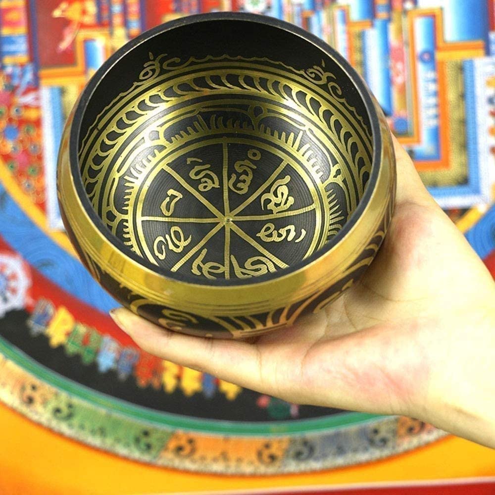 Set di Campane tibetane per Meditazione, Campane sonore autentiche, realizzate a Mano in Nepal, Suono Meraviglioso per Yoga, guarigione dei Chakra, Meditazione Consapevole e rilassamento.