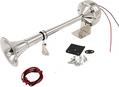 cuerno eléctrico del coche 12V 165DB de un solo tubo 304 cuerno de acero inoxidable corneta bocina de barco eléctrico marino solo trompeta altavoz