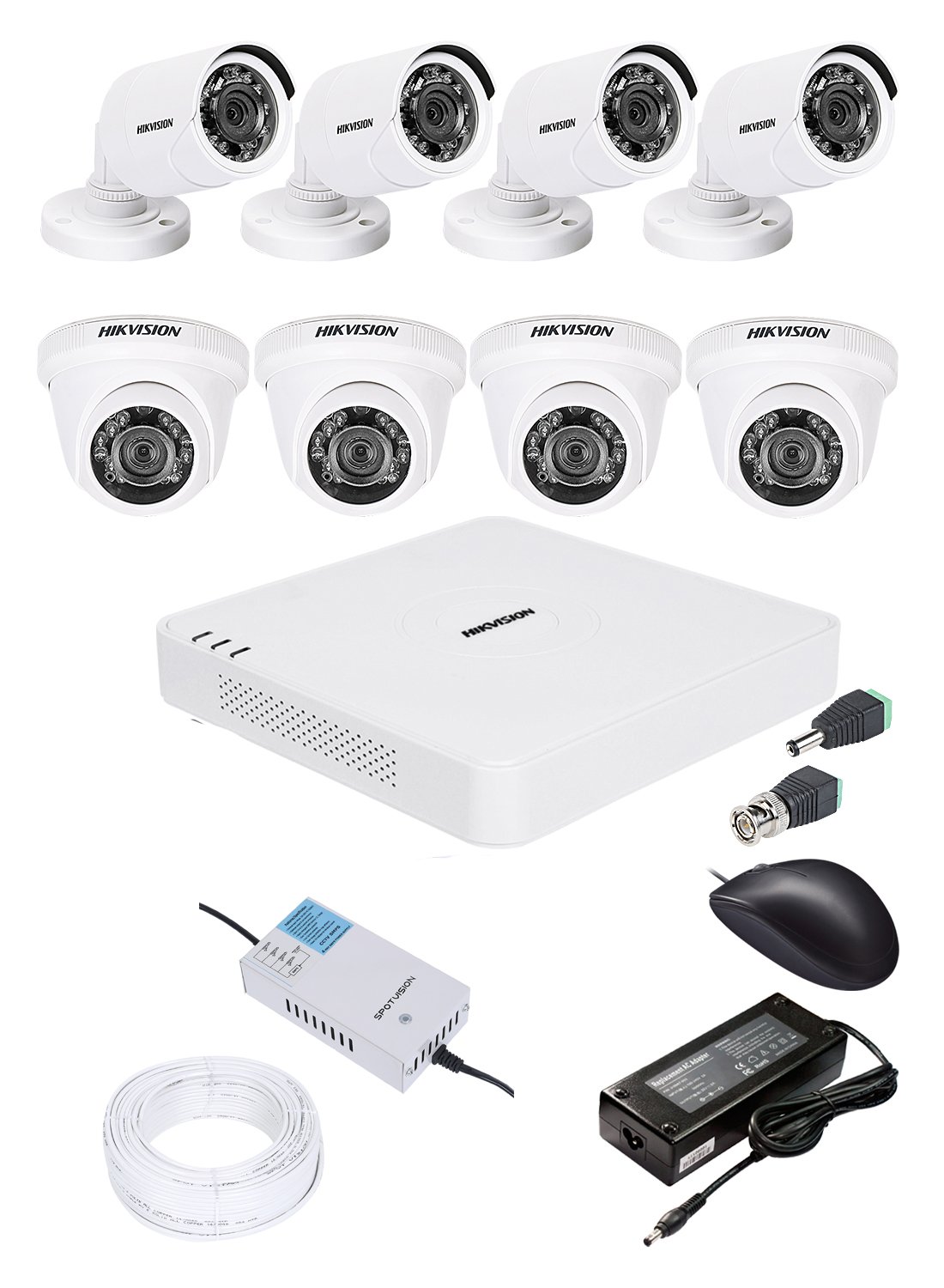 Hikvision 8 Channal 1080p HD DVR 1Pcs,Bullet Camera 720p 4Pcs,Dome Camera 720p 4Pcs,Wire Bundle 1Pcs,Power Supply 1Pcs,Bnc & Dc Connector-image-38
