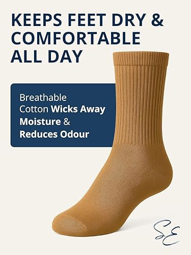 Vista 46 de Special Essentials Calcetines para diabéticos para hombres y mujeres, 12 pares de calcetines neuropatía que no atan la humedad, longitud de la Marrón