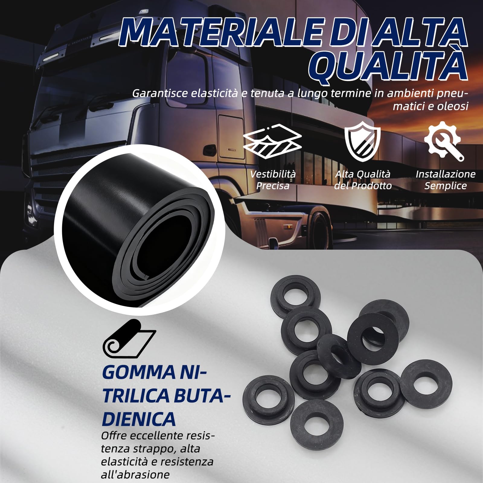 10 guarnizioni di ricambio 8975500204 – Kit guarnizioni per connettori freno trattore rosso/giallo – Compatibile con WABCO e Van HOOL 637402730 – Set di guarnizioni freno a doppia linea